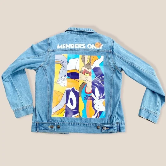 Members Only New Space Jam Looney Tunes Denim Jacket Graphic Print Nostalgic M - Picture 2 of 16